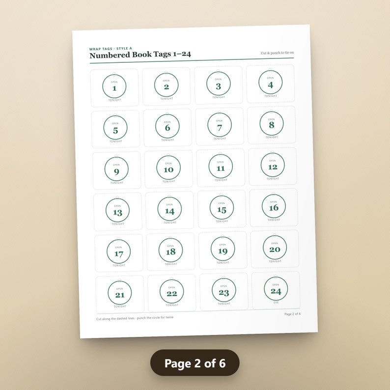 Book Advent Calendar Printable, Fillable, 24 Numbered Book Wrap Tags, Reading Log & Countdown Poster, US Letter, A4, Instant Download, image 5