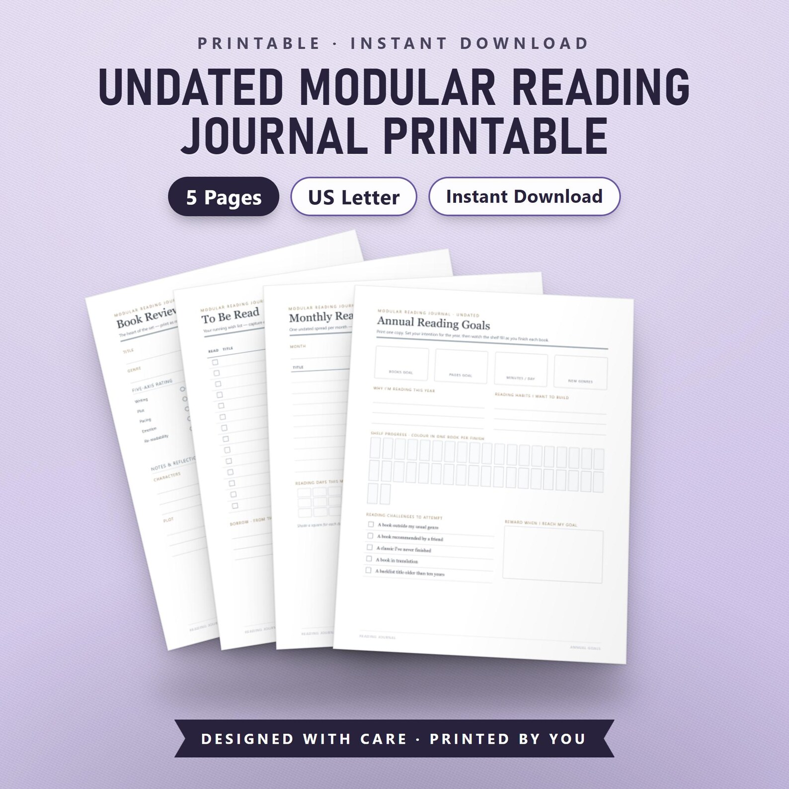 Book Club Journal Printable, Reading Journal, Book Review Sheet, TBR List, Monthly Reading Log, Instant Download PDF