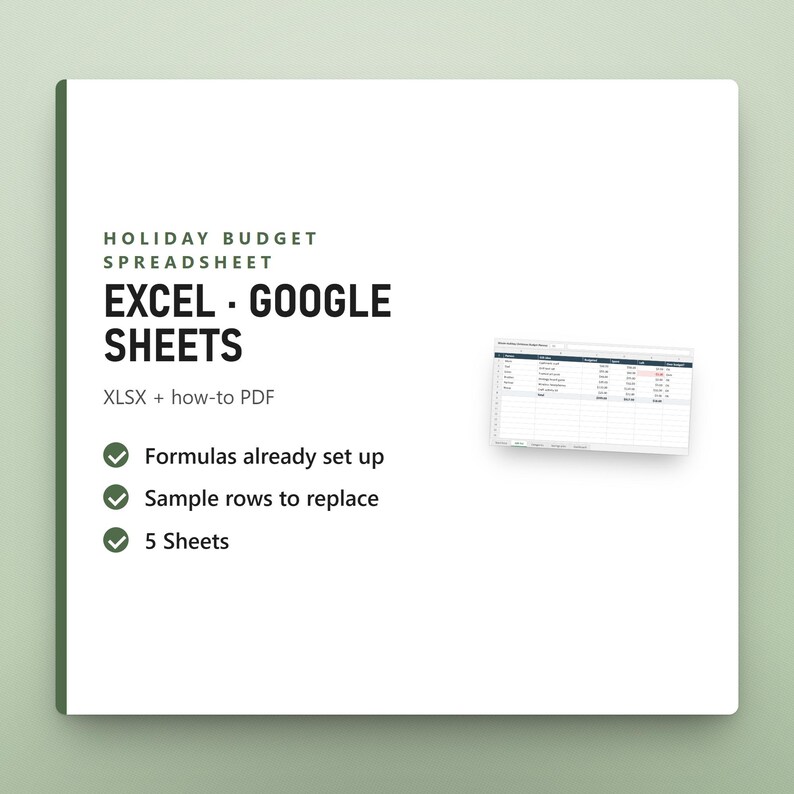 Christmas Budget Spreadsheet Google Sheets & Excel, Whole Holiday Planner, Gift Travel Food Decor Tracker, Sinking Fund Savings, Instant, image 9