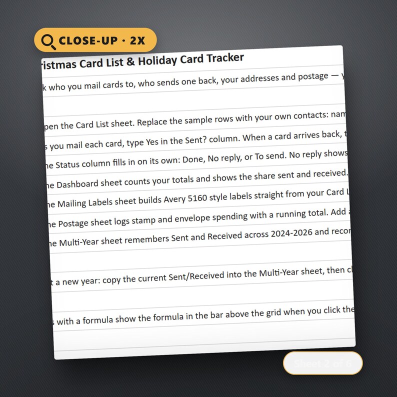 Christmas Card List Spreadsheet, Holiday Card Address Tracker, Sent & Received Log, Multi Year History, Excel, Google Sheets, Instant, image 4