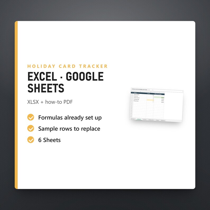 Christmas Card List Spreadsheet, Holiday Card Address Tracker, Sent & Received Log, Multi Year History, Excel, Google Sheets, Instant, image 9