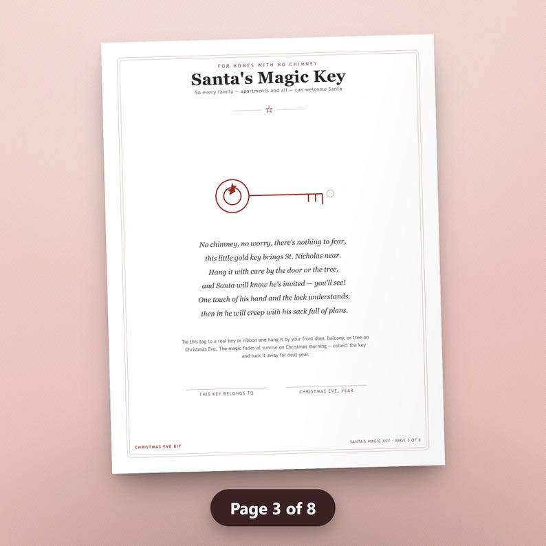 Christmas Eve Kids Kit Printable, Fillable Santa Letter, Nice List Certificate, Magic Key, Reindeer Food Tags, US Letter, A4, Instant, image 6