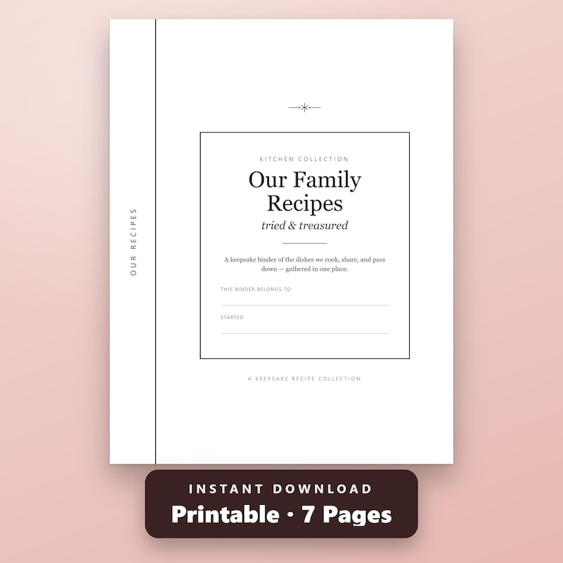 Fillable Recipe Cards Printable, Recipe Binder Kit, 4x6 Cards, Dividers, Binder Cover, Conversion Chart, US Letter PDF, Instant Download