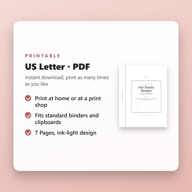 Fillable Recipe Cards Printable, Recipe Binder Kit, 4x6 Cards, Dividers, Binder Cover, Conversion Chart, US Letter PDF, Instant Download, image 5