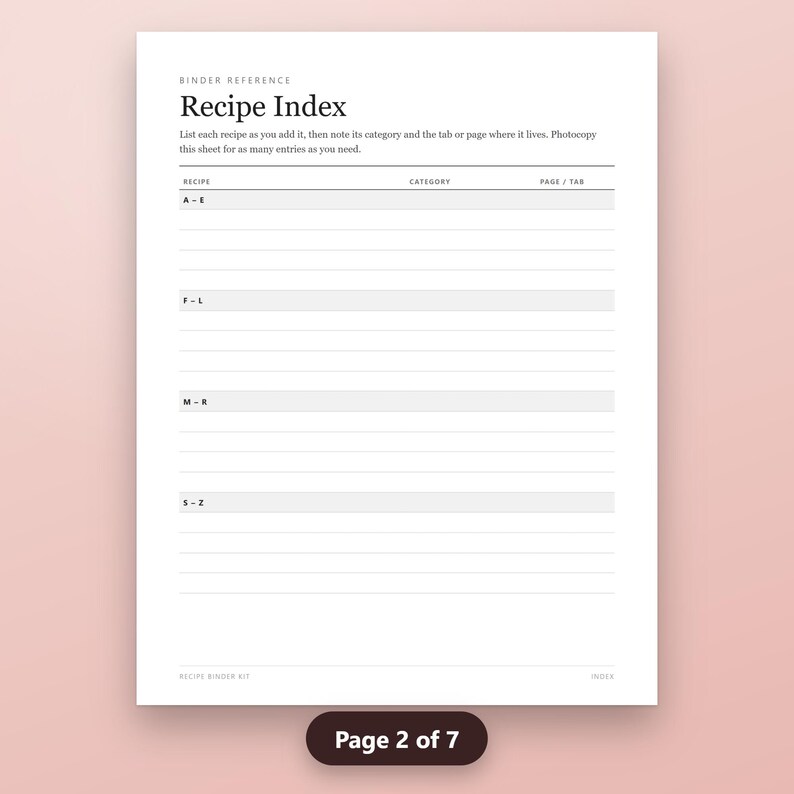 Fillable Recipe Cards Printable, Recipe Binder Kit, 4x6 Cards, Dividers, Binder Cover, Conversion Chart, US Letter PDF, Instant Download, image 6