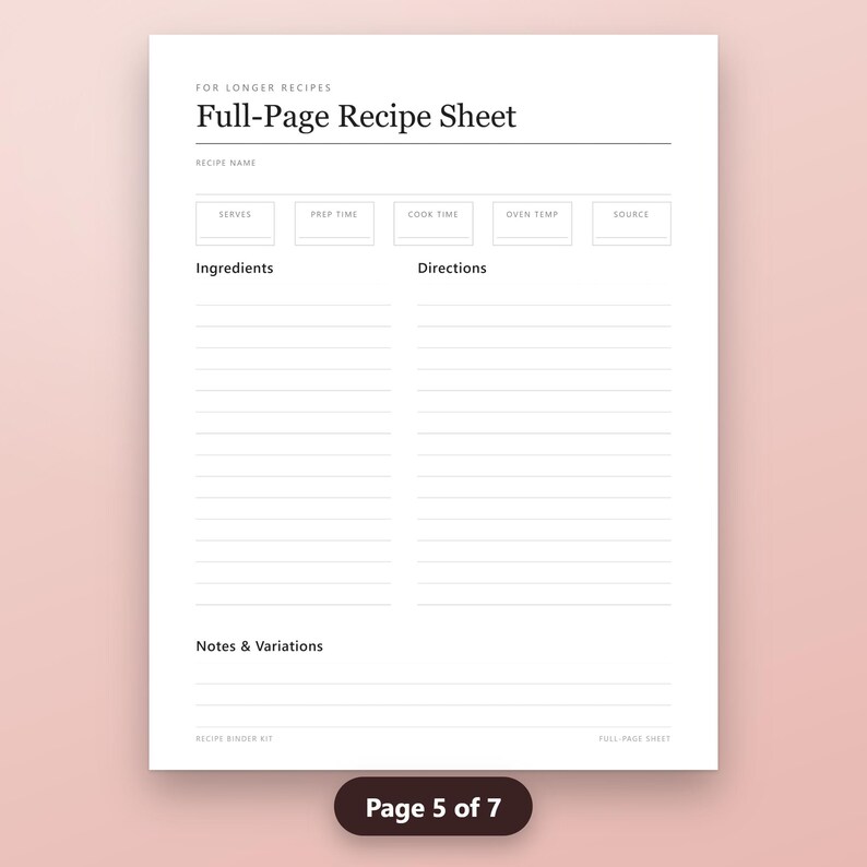 Fillable Recipe Cards Printable, Recipe Binder Kit, 4x6 Cards, Dividers, Binder Cover, Conversion Chart, US Letter PDF, Instant Download, image 9