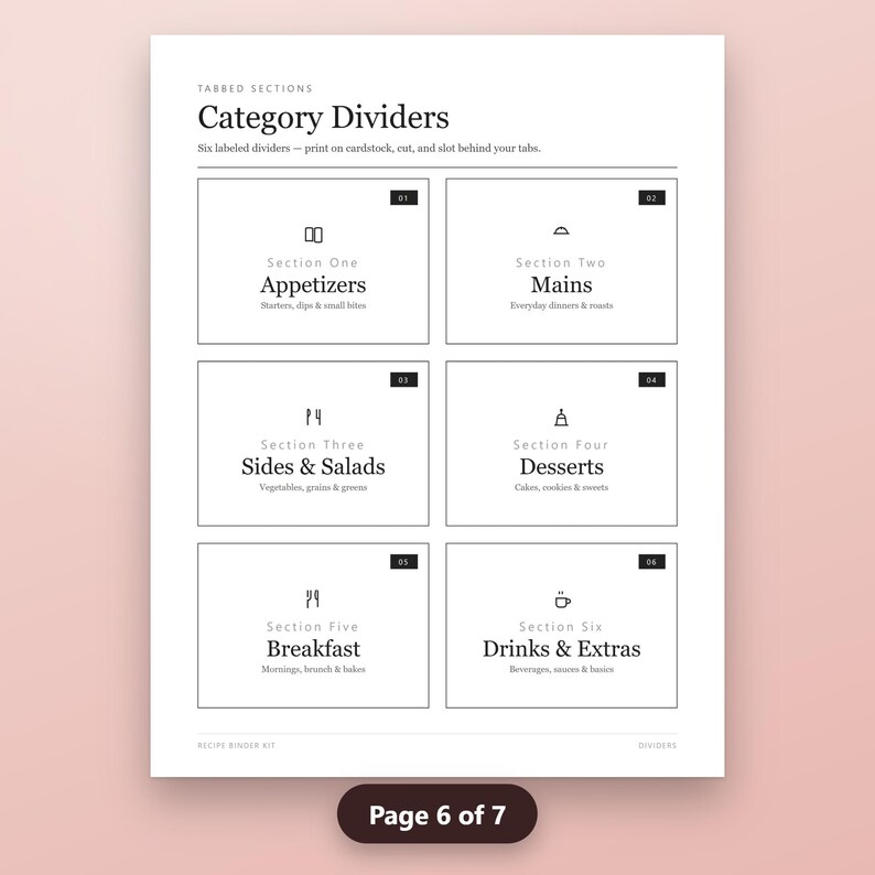Fillable Recipe Cards Printable, Recipe Binder Kit, 4x6 Cards, Dividers, Binder Cover, Conversion Chart, US Letter PDF, Instant Download, image 10