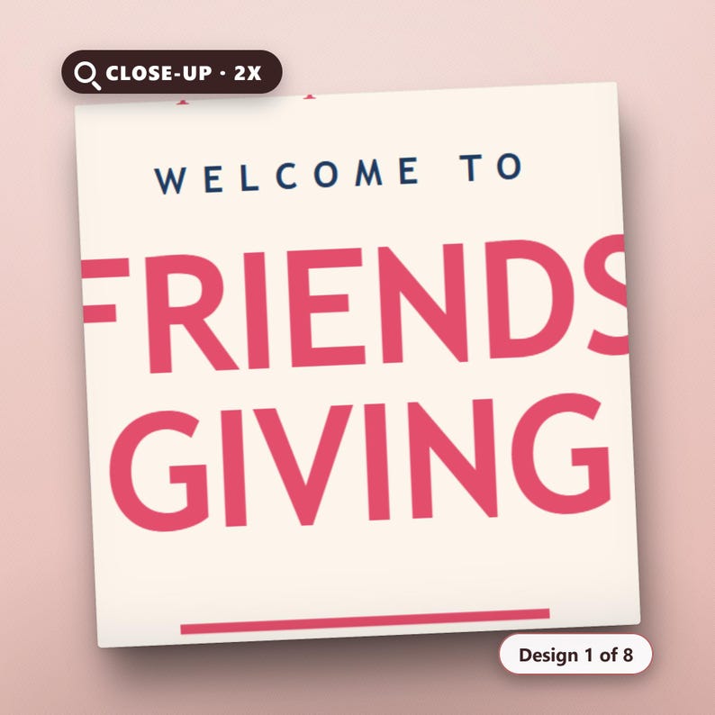 Friendsgiving Decor Printable Set of 8, Modern Party Signs & Wall Art, Welcome Gather Drinks Buffet, 16x20, 11x14, 8x10, Instant Download, image 4