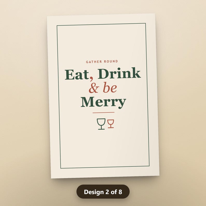 Holiday Bar Cart Sign Printable Set of 8, Christmas Cocktail Wall Art, Drink Station Signs, Color + Ink-Light, 16x20, 11x14, 8x10, Instant, image 5