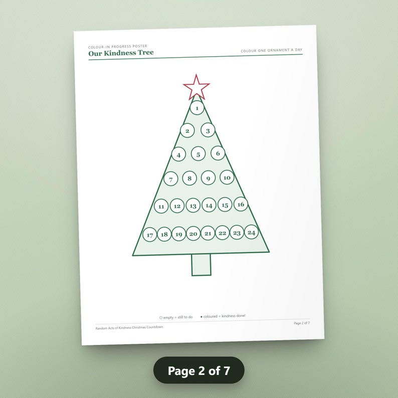 Random Acts of Kindness Christmas Countdown, Fillable Kindness Advent Printable, 24 Mission Cards, US Letter, A4, Instant Download, image 5
