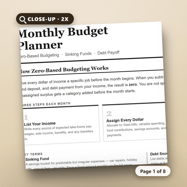 Sinking Fund Categories Printable, Zero Based Budget Worksheet, Undated Monthly Budget Planner PDF, Debt Payoff Tracker, Instant Download, image 4