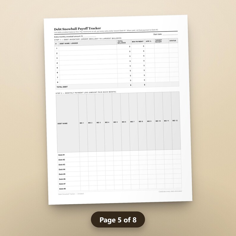 Sinking Fund Categories Printable, Zero Based Budget Worksheet, Undated Monthly Budget Planner PDF, Debt Payoff Tracker, Instant Download, image 8