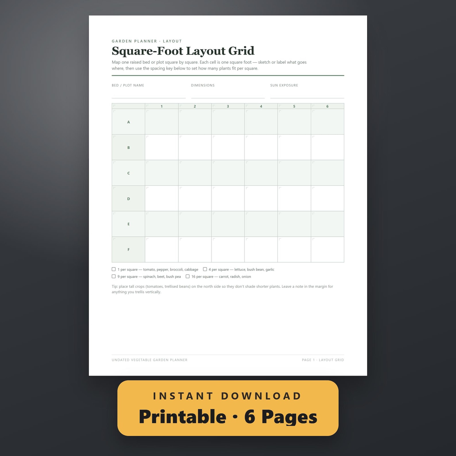 Square Foot Garden Planner Printable, Vegetable Garden Planner, Seed Starting Schedule, Crop Rotation, US Letter, Instant Download