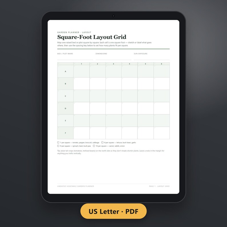 Square Foot Garden Planner Printable, Vegetable Garden Planner, Seed Starting Schedule, Crop Rotation, US Letter, Instant Download, image 2