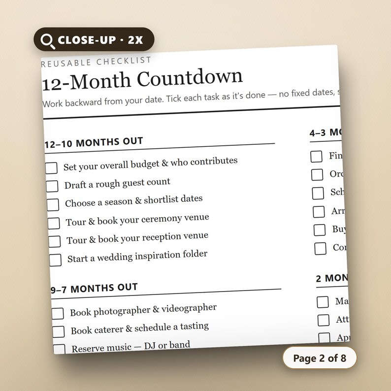 Wedding Checklist Printable, Undated Wedding Planner, Budget Tracker, Guest List, Vendor Log, Seating Chart, Instant Download, image 4
