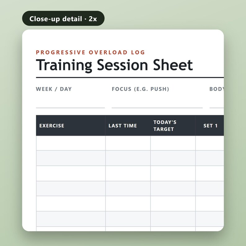 Weight Lifting Log Printable, Progressive Overload Tracker, Strength Training Log, Weekly Workout Sheets, 1RM Reference, Instant Download, image 4